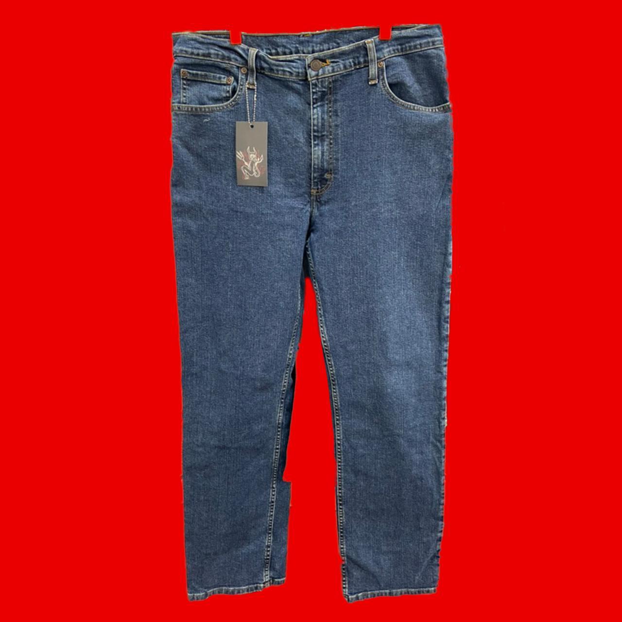 Wrangler dark wash straight leg jeans with original... - Depop