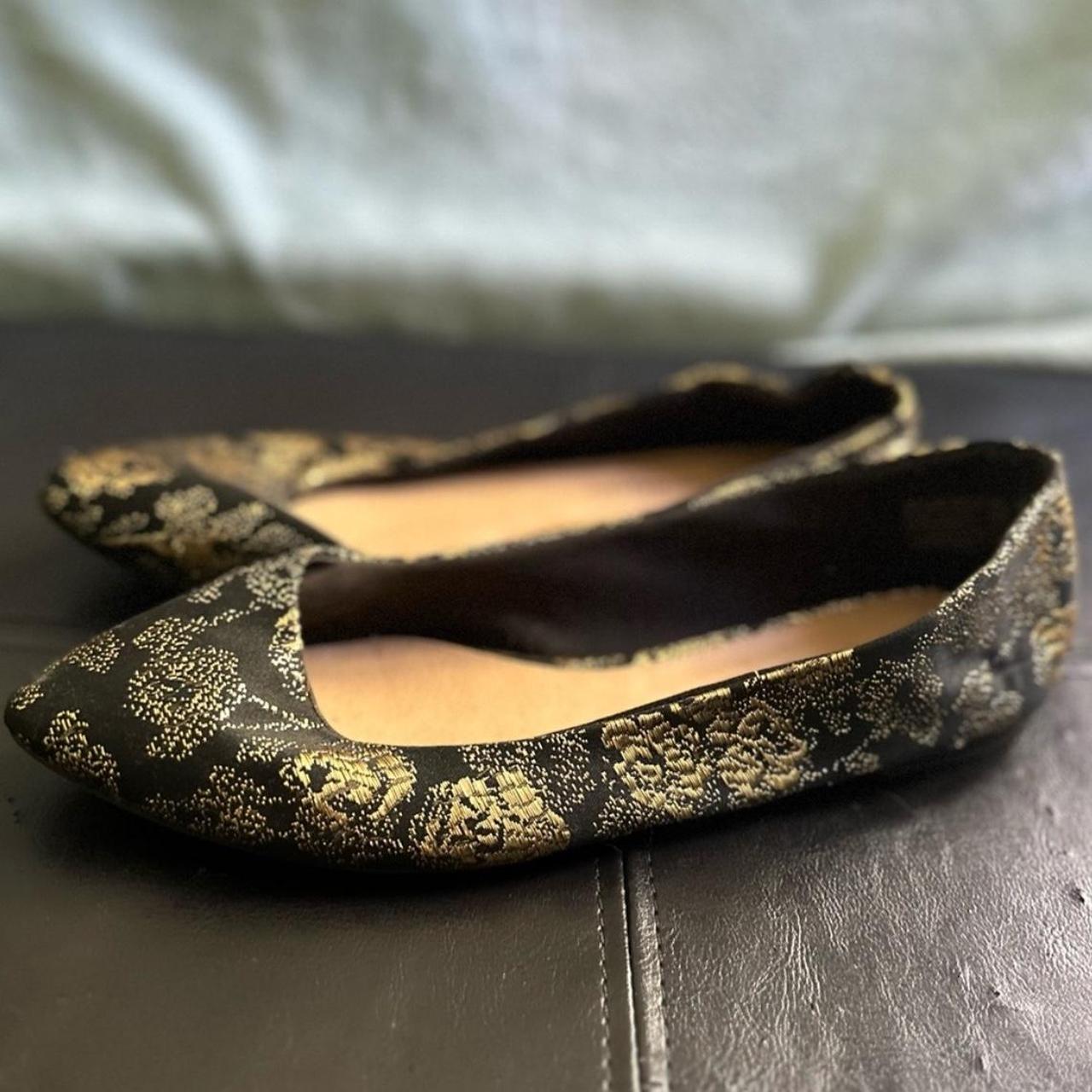 Christian Soriano black ballet flats with gold