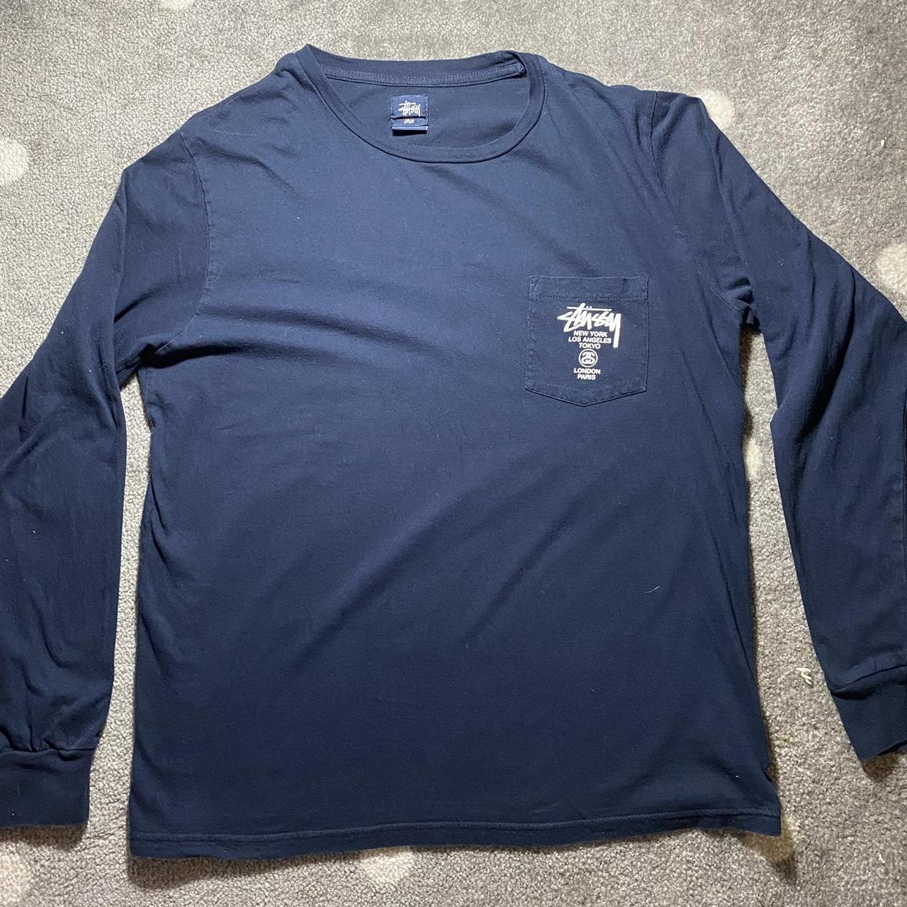 Stüssy Navy Blue Long Sleeve Size Large - Depop