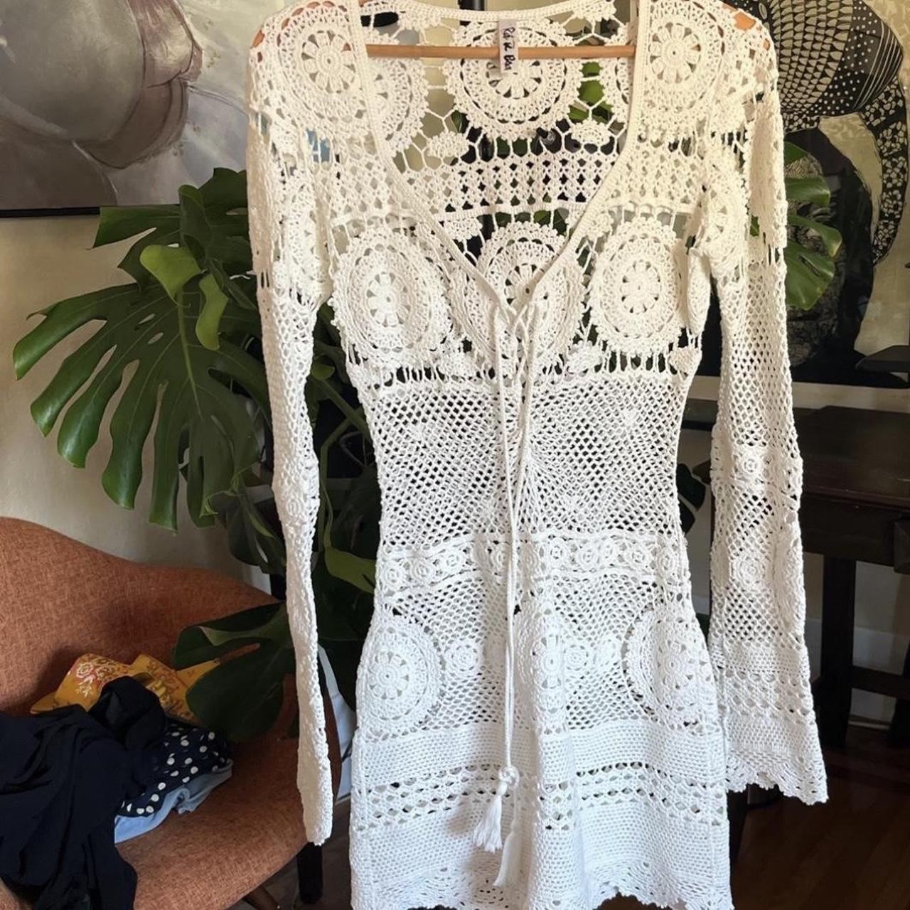 Rat and boa cover up crochet dress! Never worn Size L Depop
