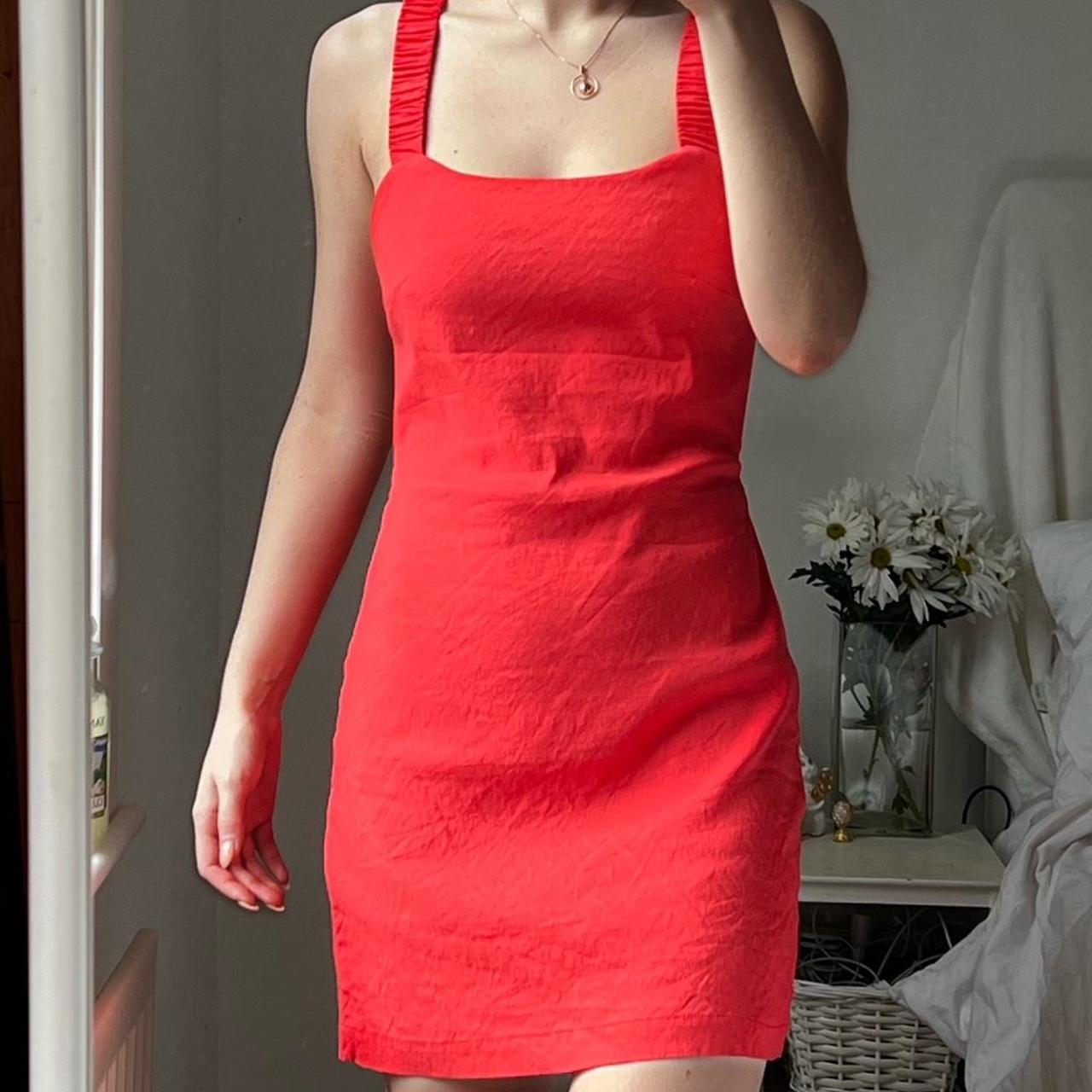 ZARA Red/ Coral Backless Mini Dress,