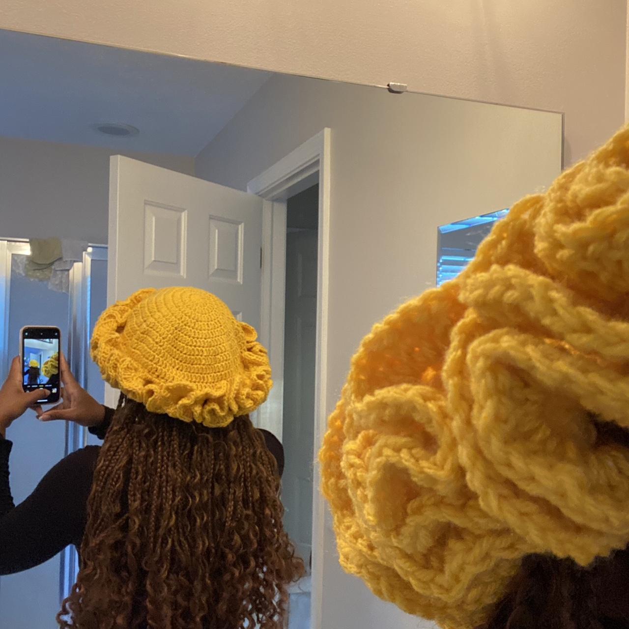 🔆Handmade Yellow Crochet Ruffle Bucket Hat🔆 - Depop