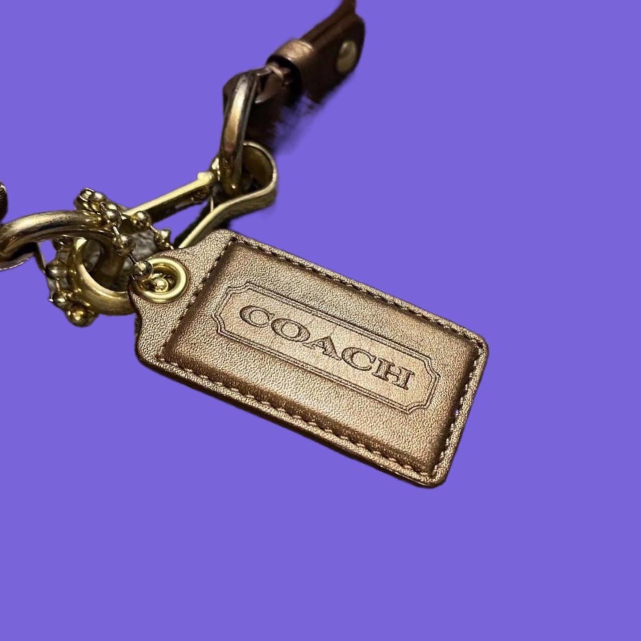 Coach Vintage Signature Brown Leather and Brass Keychain