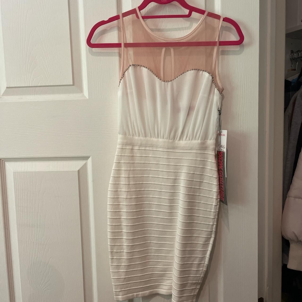 White promgirl dress! Tight fitting white dress.... Depop