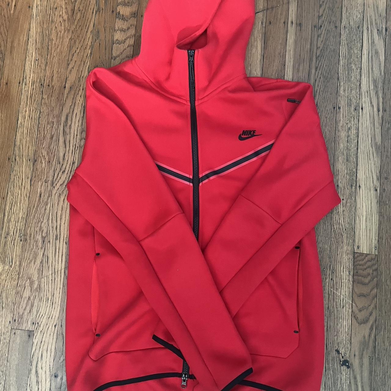 Red Nike Tech Red Nike Tech Fleece Hoodie Size... - Depop