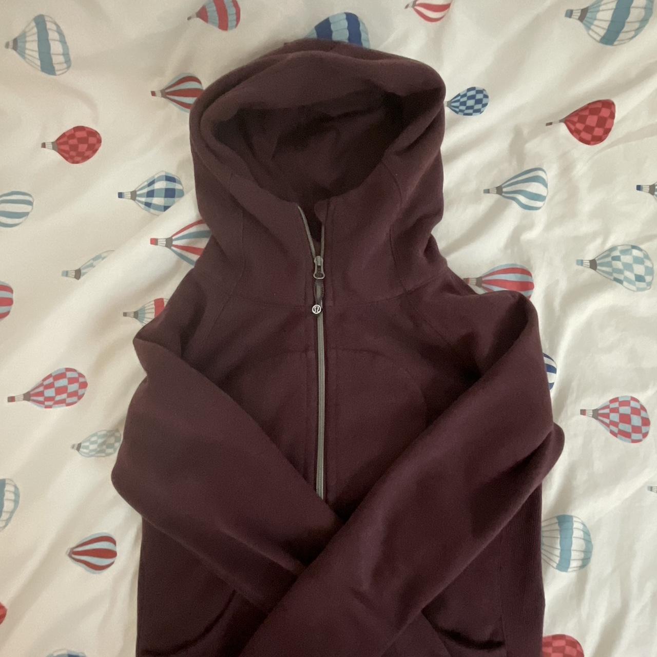 Lululemon scuba hoodie size: 6 color: purple/ maroon... - Depop