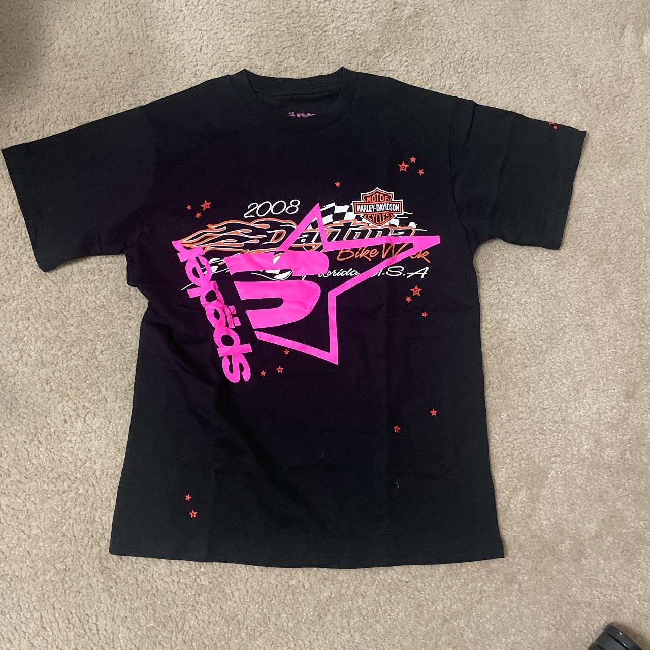 black and pink harley davidson shirt