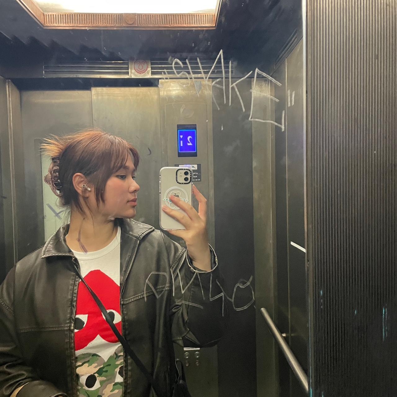 GLASSONS leather jacket, worneffect Size M Worn a... Depop