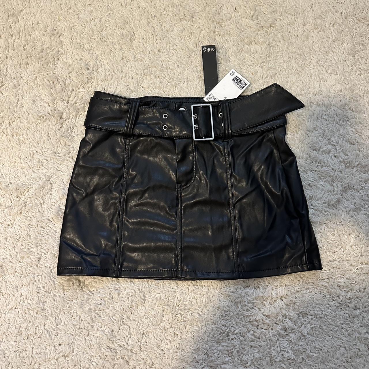 Black faux leather skirt h&m best sale