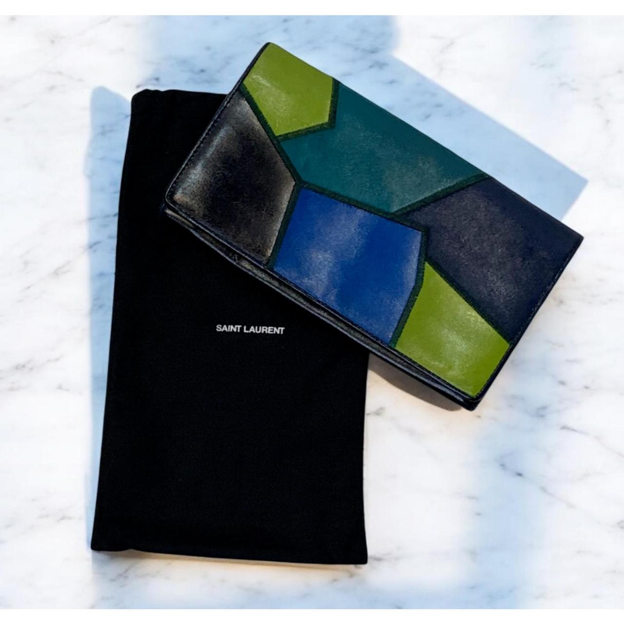 Yves Saint Laurent Women's Wallets - Blue/Green – Vintage 80s YSL Patchwork Long Wallet Colorful …