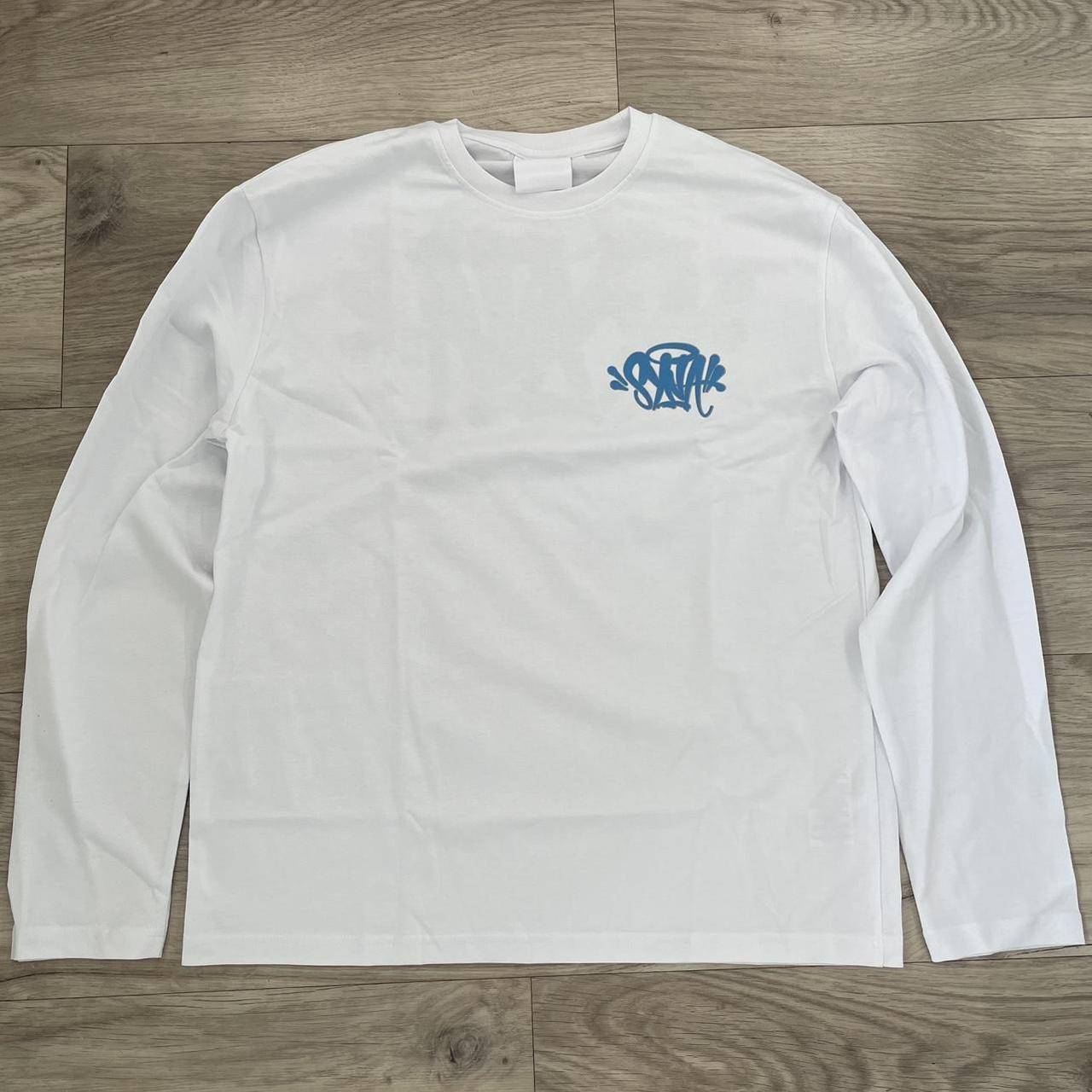 -white and blue syna world long sleeve tee -brand... - Depop