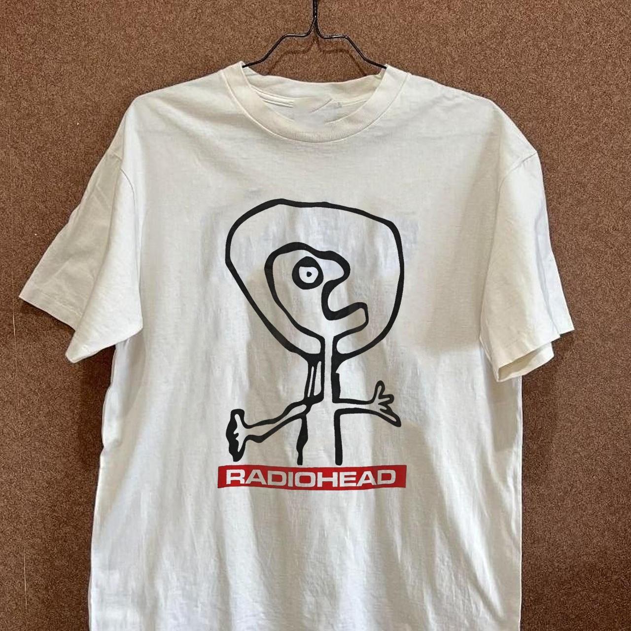 radiohead tshirt white collor gildan heavy cotton... - Depop