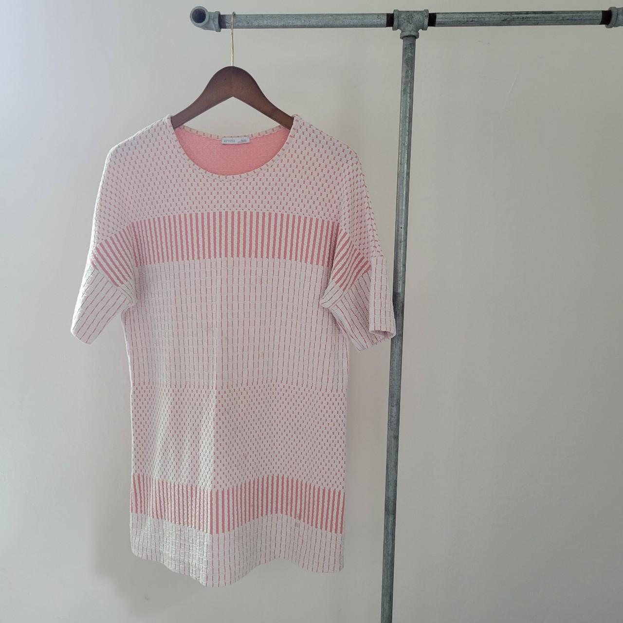 Pink & white Zara tunic shirt-dress in checkered &... - Depop