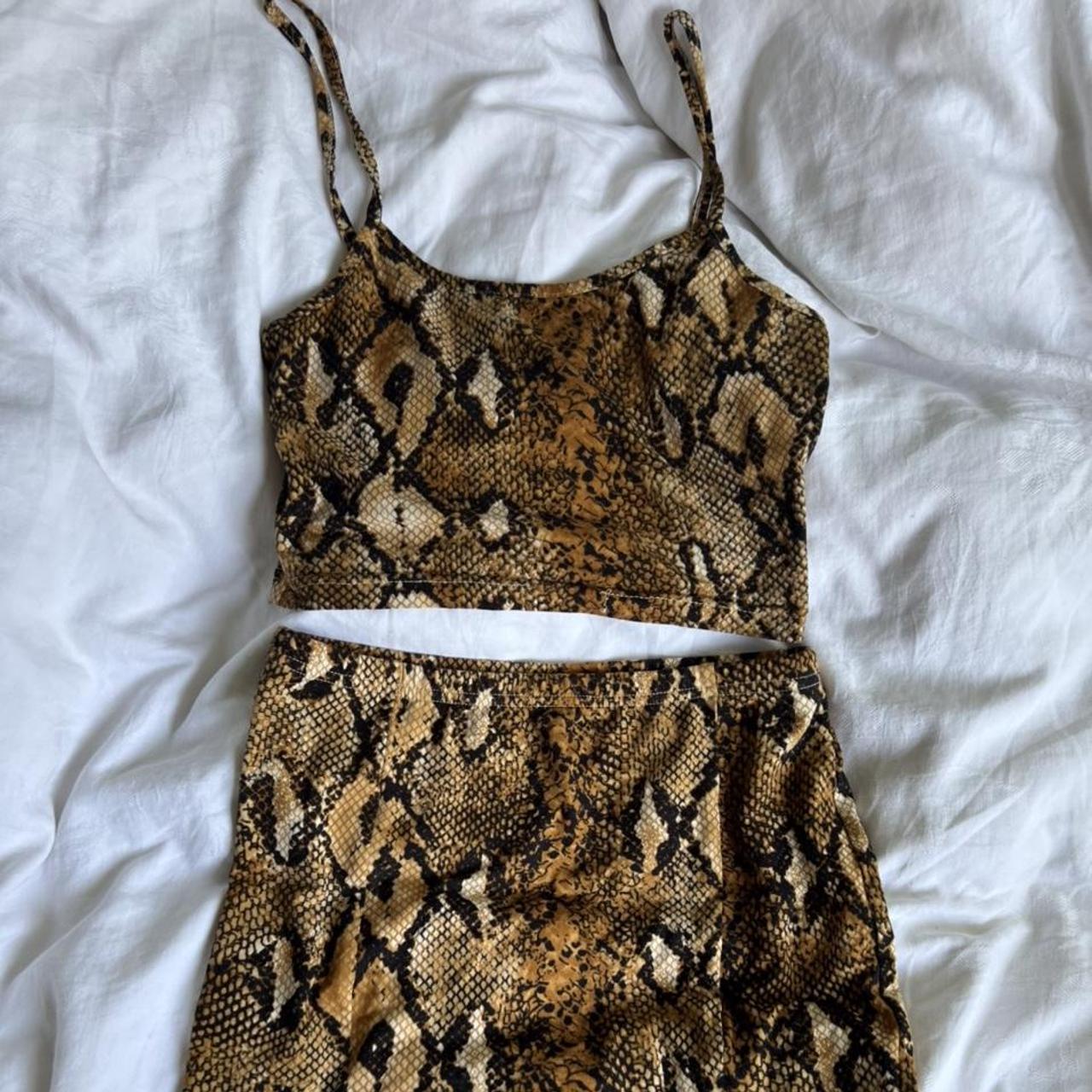 Snake print 2 piece set Skirt and top Both size... - Depop