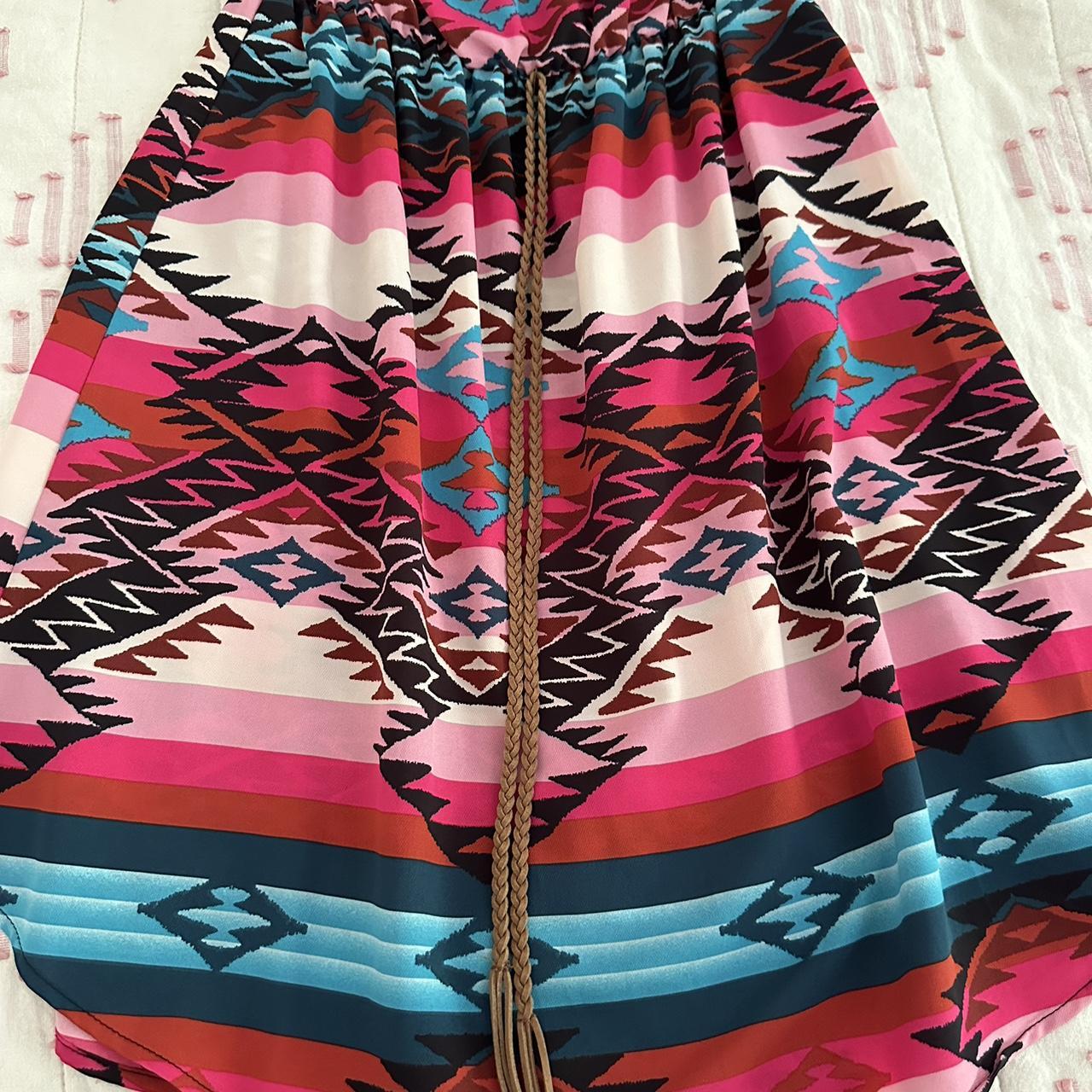Women's Pink and Blue Dress (2)