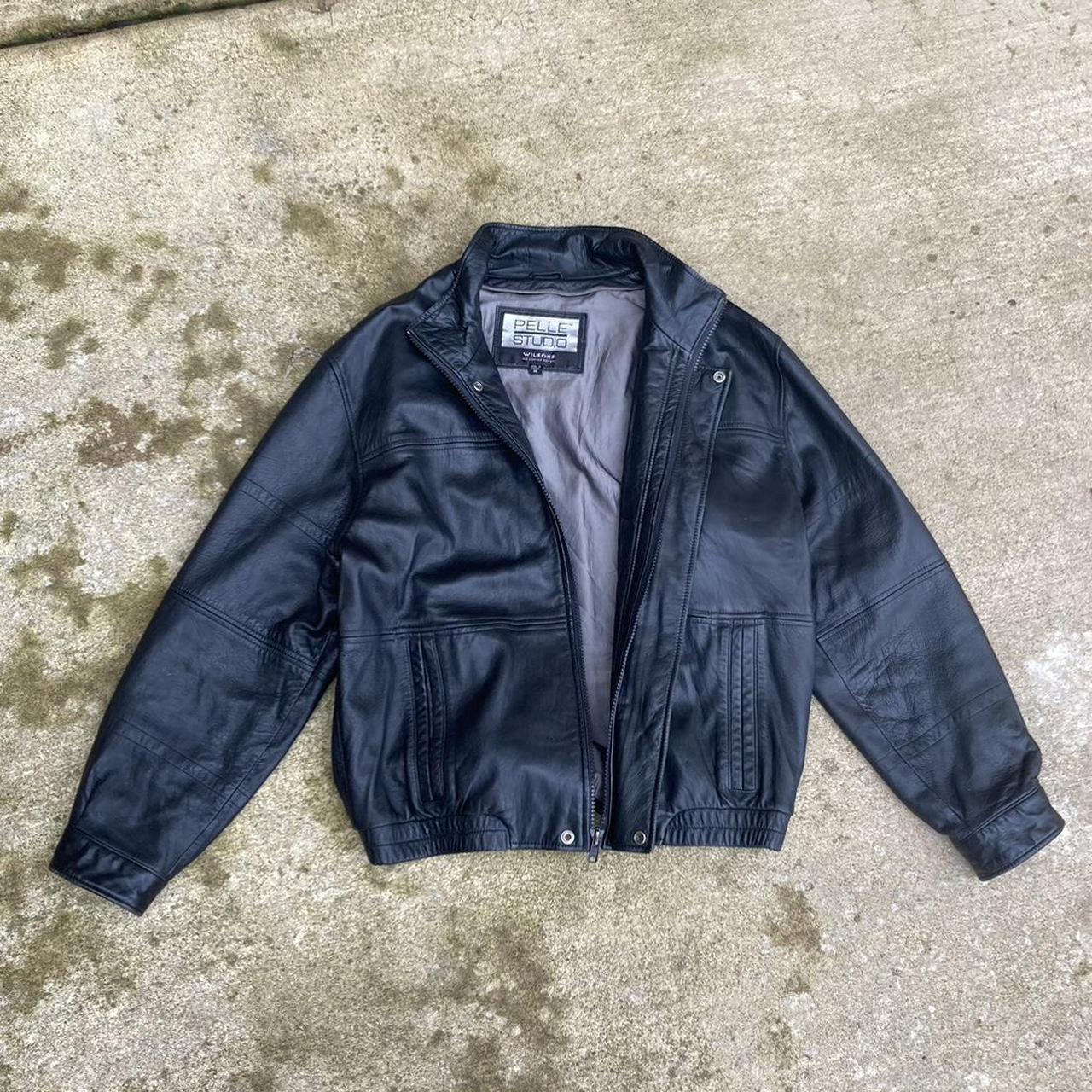 Pelle studios leather jacket Good conditionc, some... - Depop