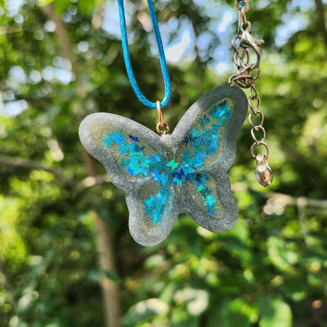 Resin deals butterfly necklace