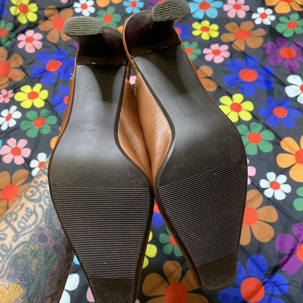 Vintage Mossimo pointy brown leather heels Size 5.5 - Depop