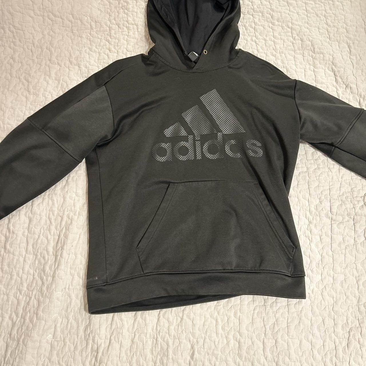 Large adidas all black hoodie. - Depop