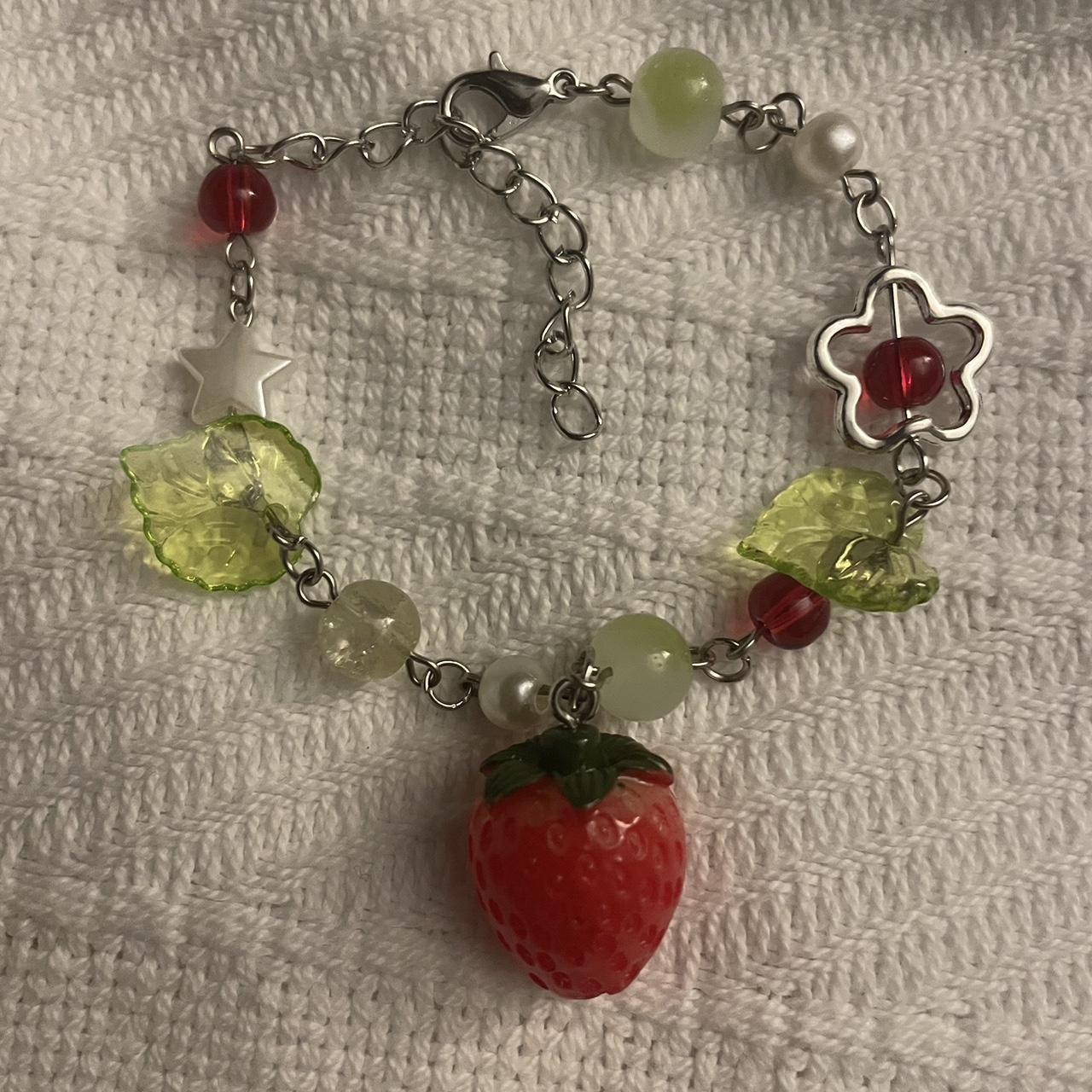 Strawberry Bracelet // HANDMADE CUSTOM ;; PRiVATE... - Depop