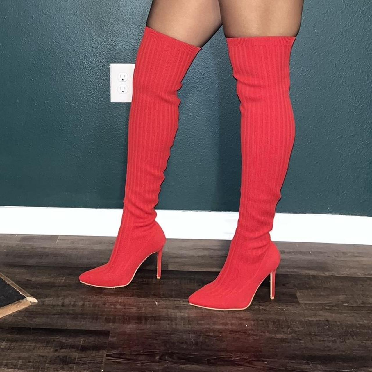 high boots red