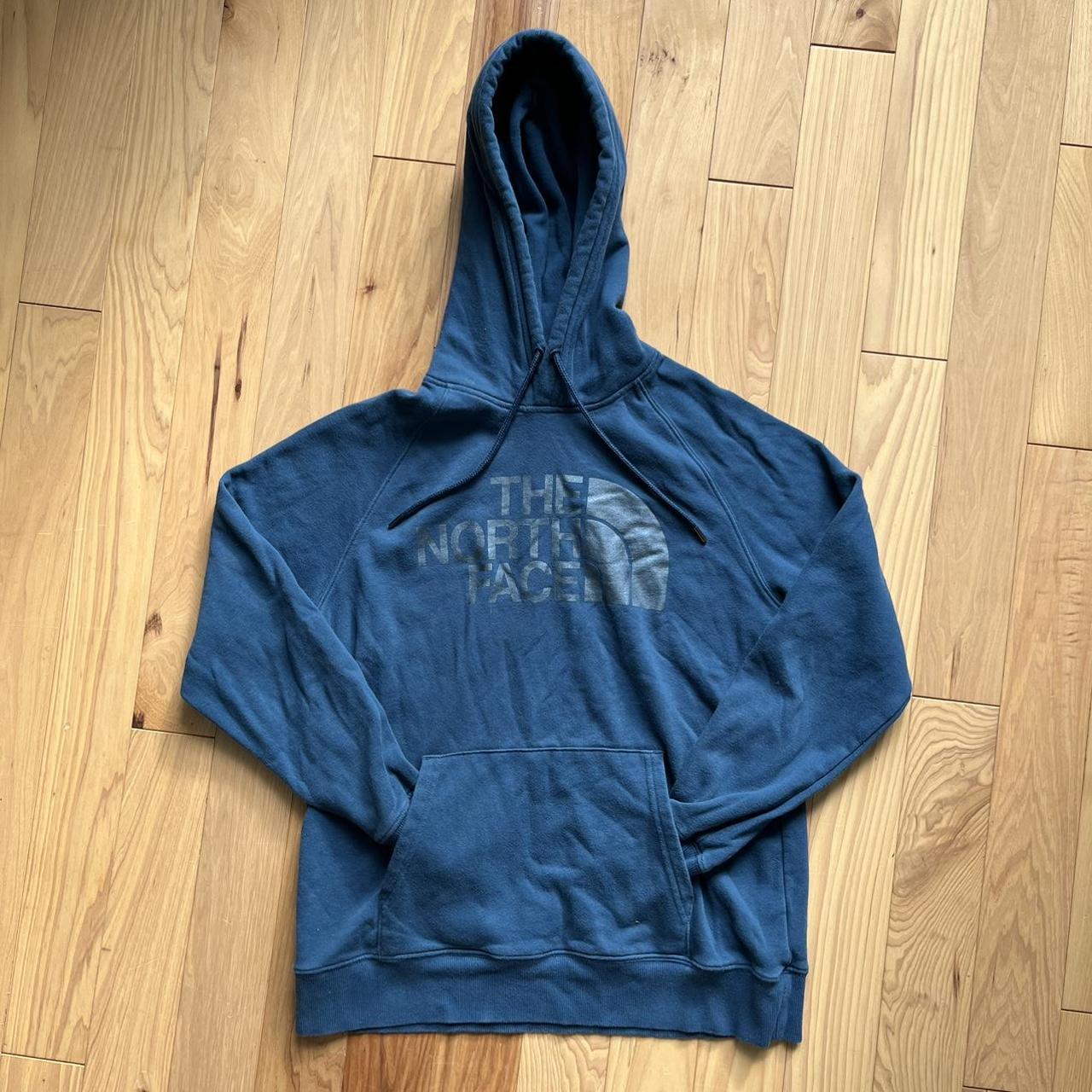 North Face Blue Hoodie Size M - Depop