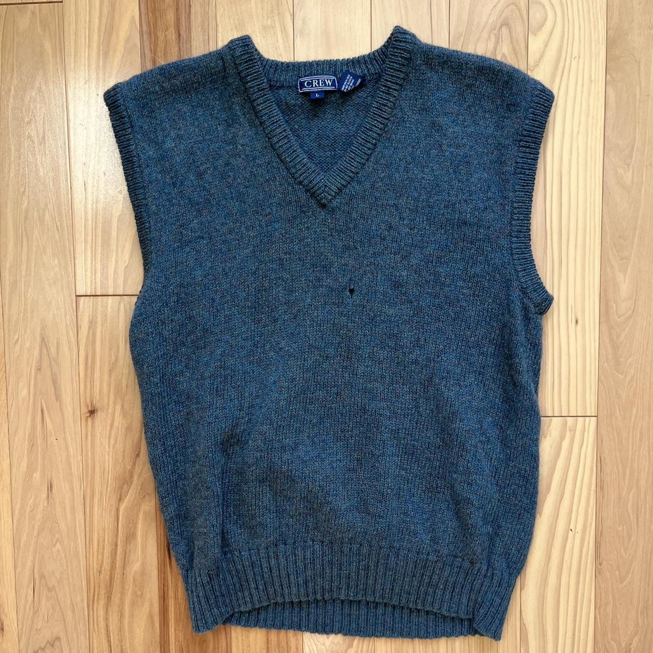 Crew Light Blue Sweater Vest Size L 100 Pure Wool Depop