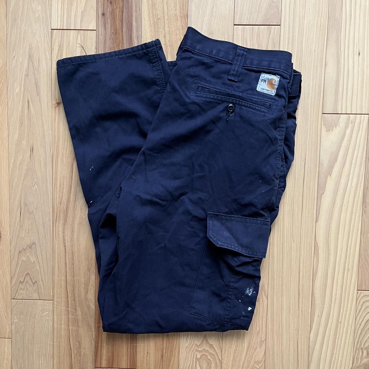 FR Carhartt Navy Cargo Work Pants Size 32x30 Some... Depop