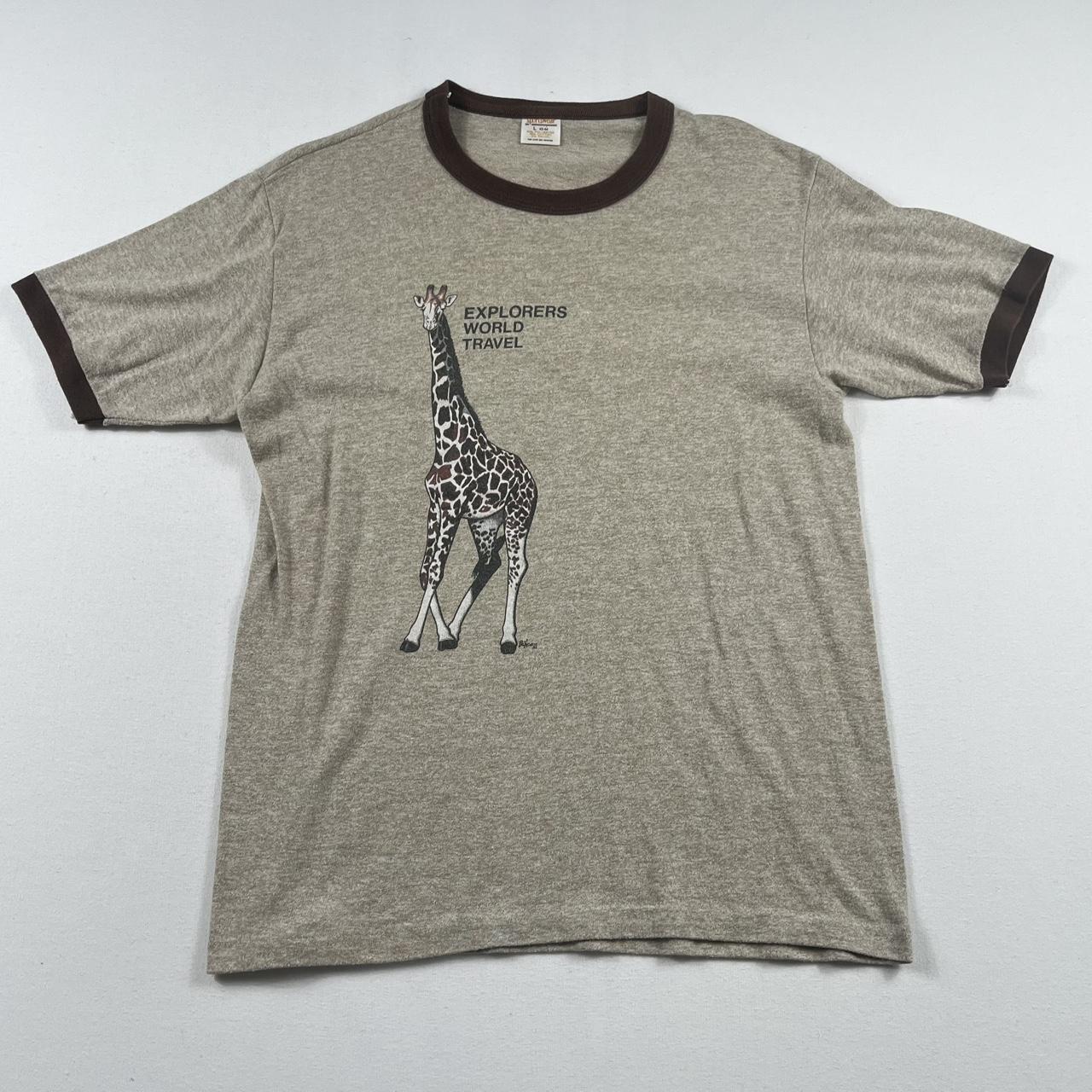 Vintage 1982,Brown And Tan Ringer T-Shirt With A... | Depop