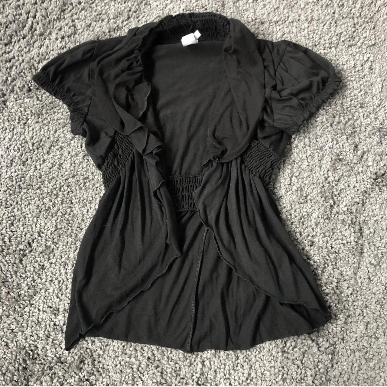 Vintage Y2k Discreet Cardigan XL Black Open Front... - Depop