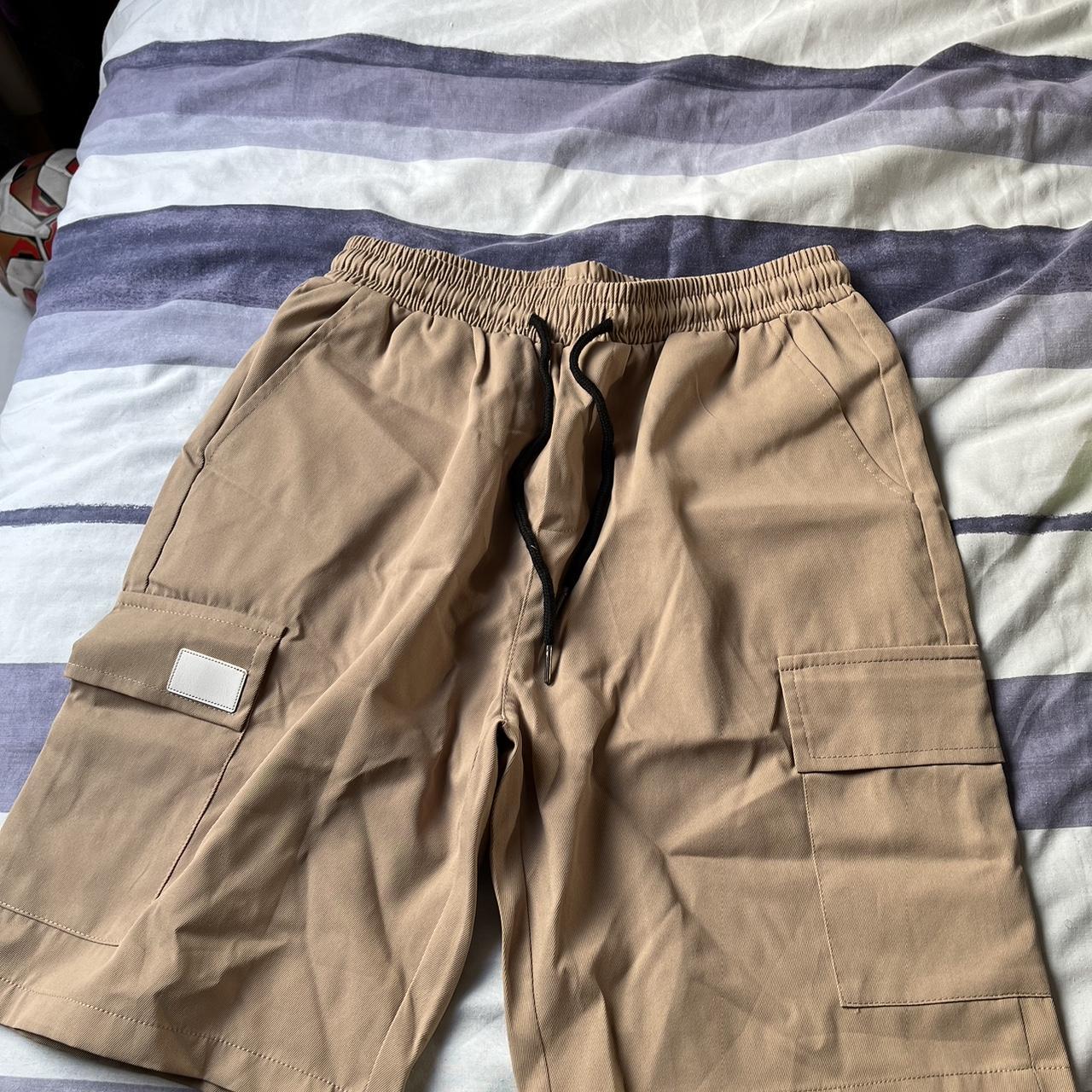 X2 SHEIN Cargo Shorts Size Small Black and Tan £15... Depop