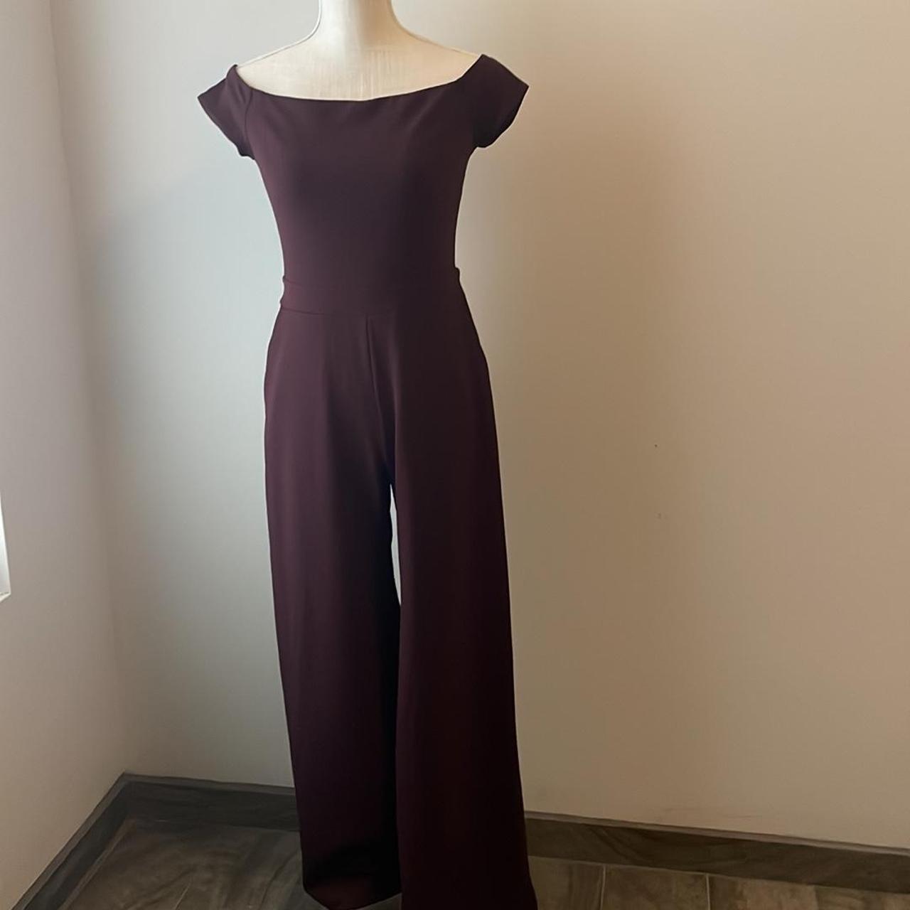 Express Women's Burgundy Jumpsuit Depop
