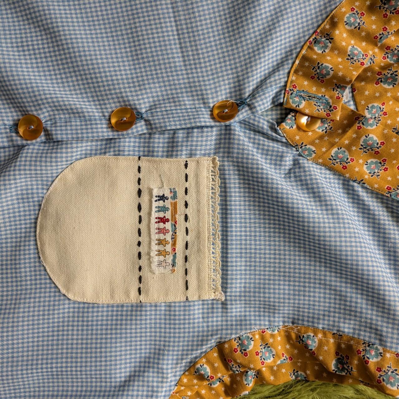 Women's Blouse - Blue/Multi - L – patchwork butto… - image 2