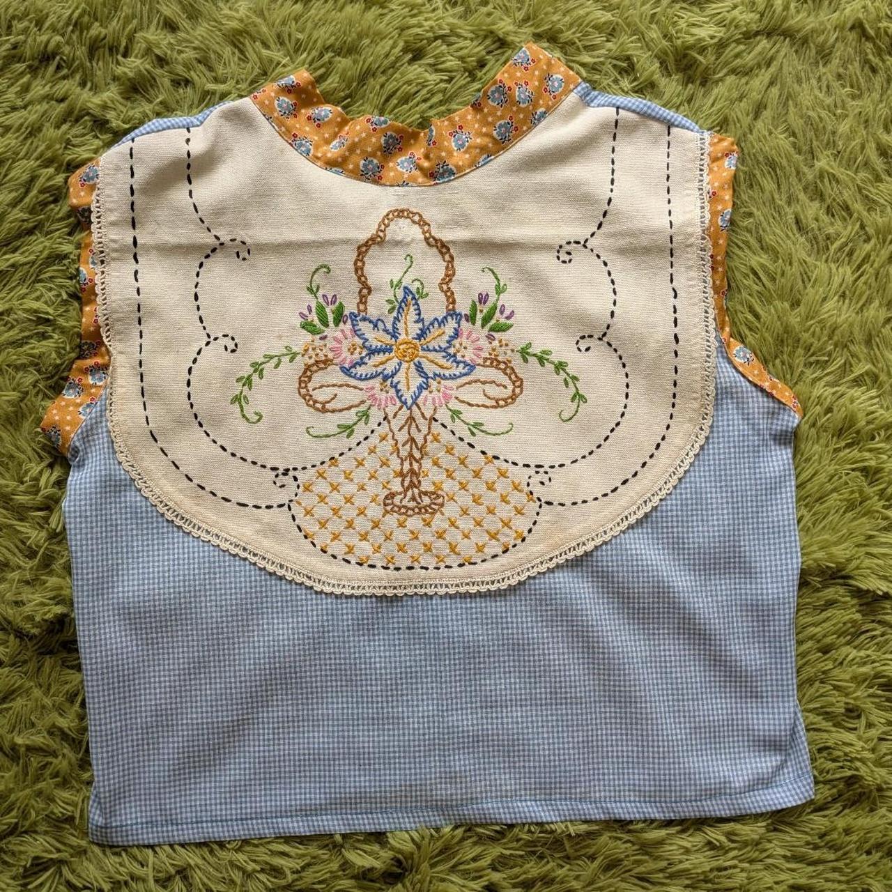 Women's Blouse - Blue/Multi - L – patchwork butto… - image 3