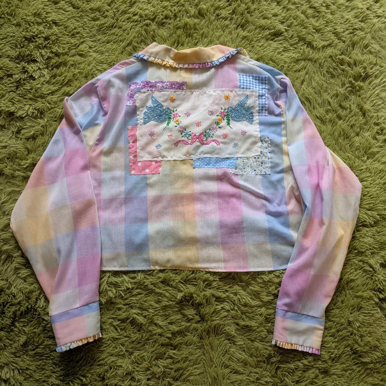 Women's Shirt - Multi - L – patchwork button down… - image 2