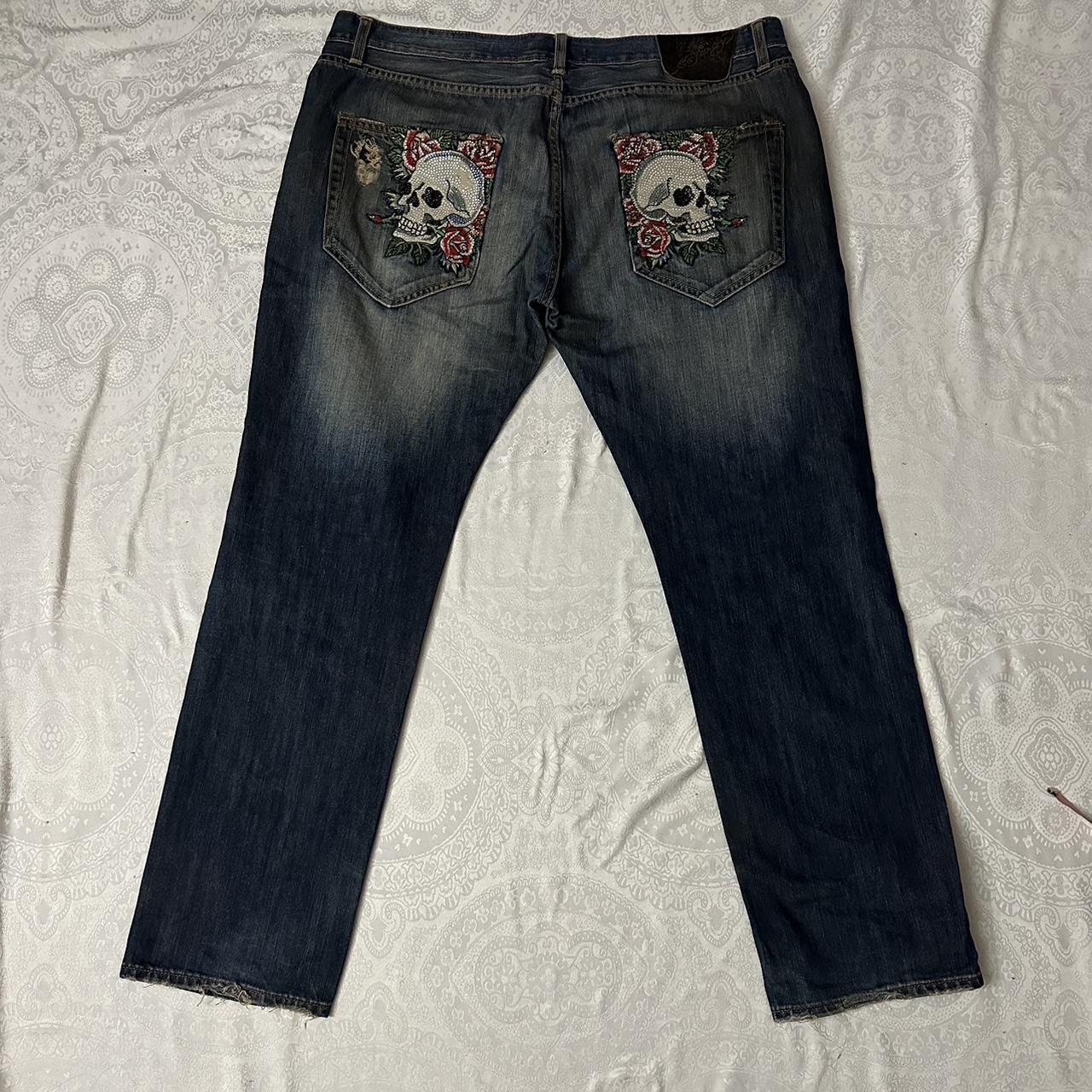 Ed Hardy x Christian Audigier Mens Rhinestone Skull | Depop