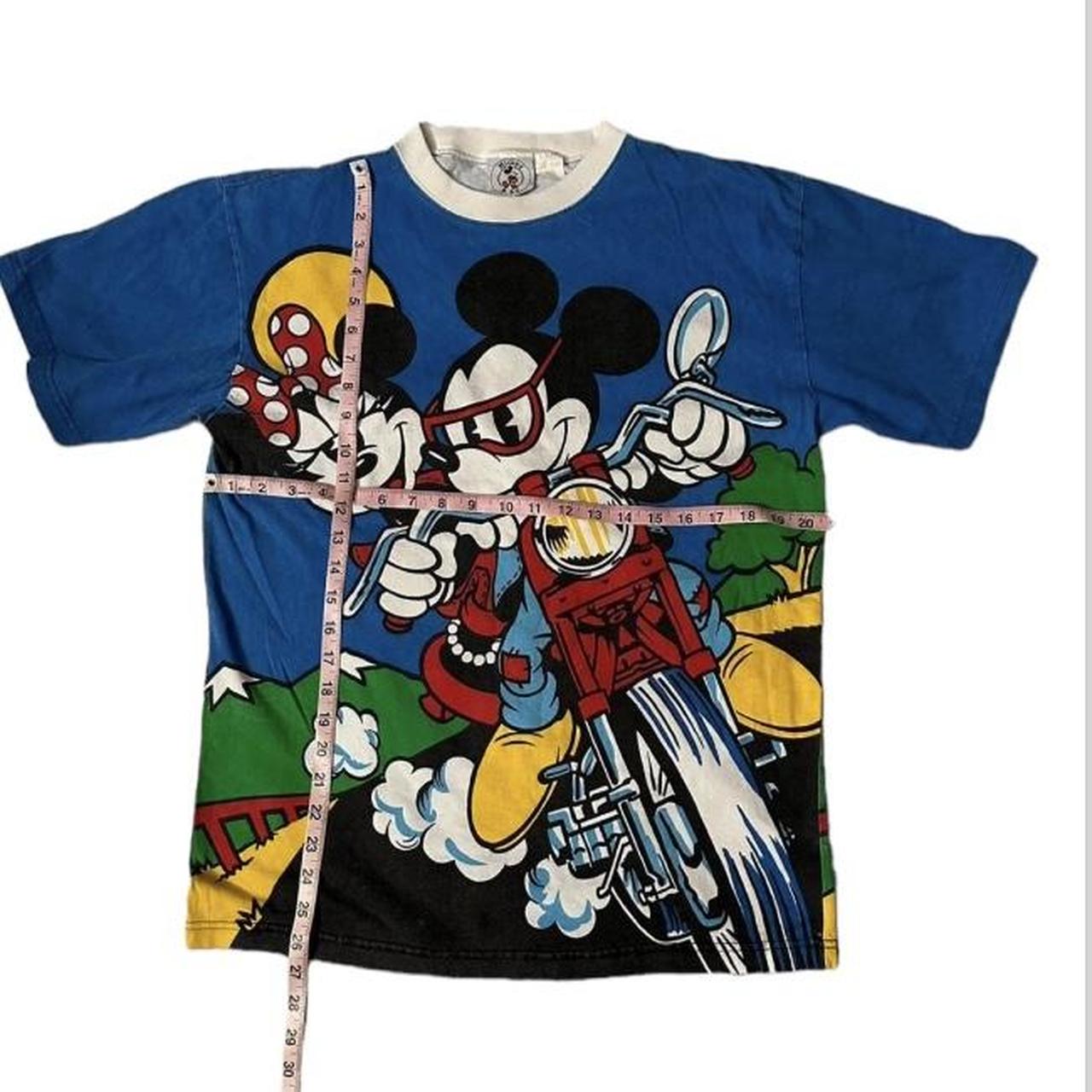 トップス 90s Disney vintage Harley Mickey faded T Vintage 90s Disney Mickey Mouse All Over Motorcycle | Depop