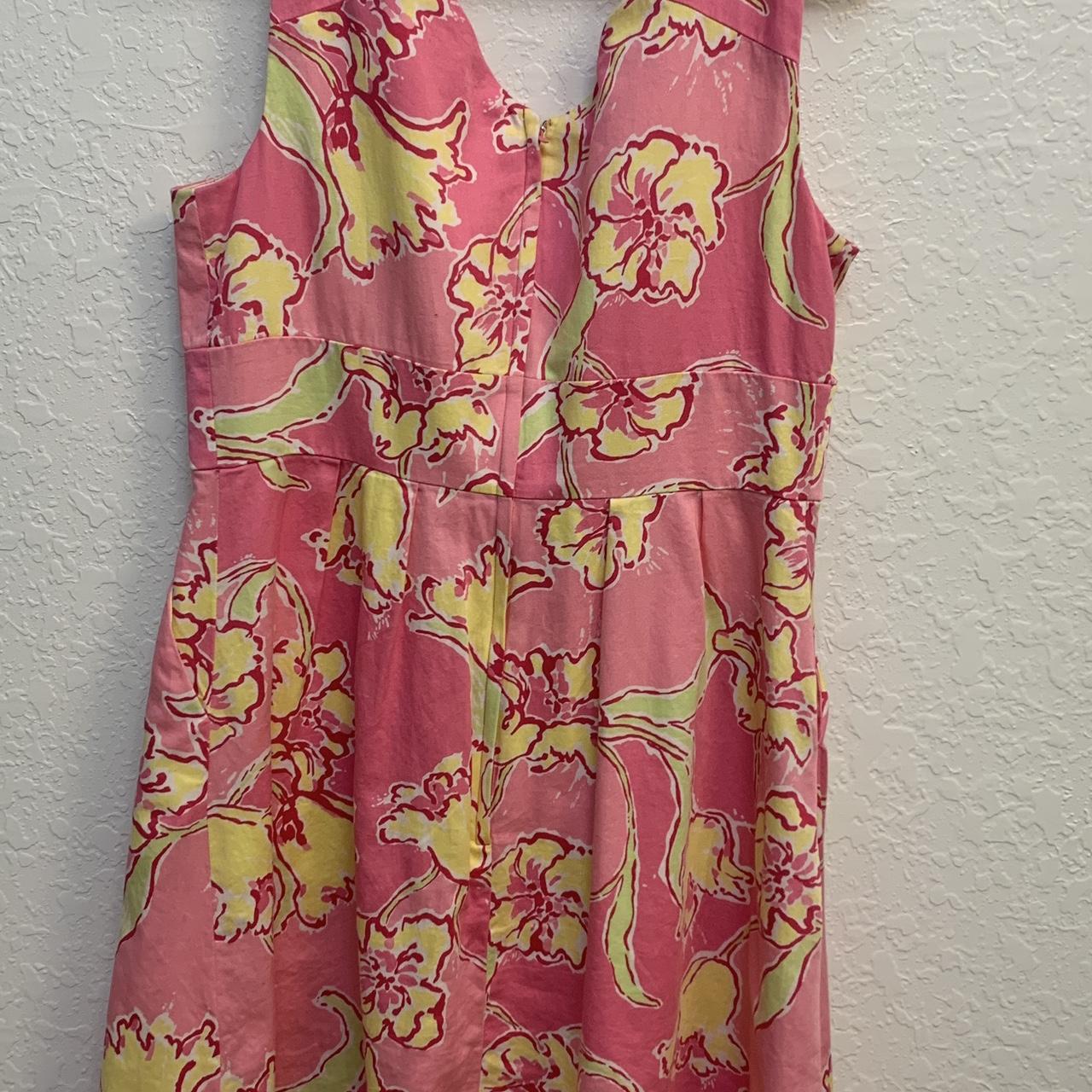 Lilly Pulitzer Women's Pink and Yellow Dress | Depop