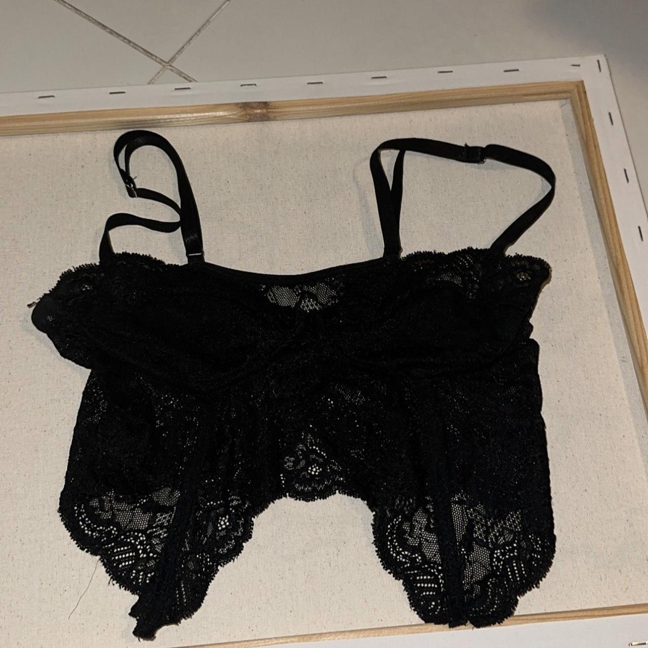 black lace corset crop top size: small brand:... - Depop