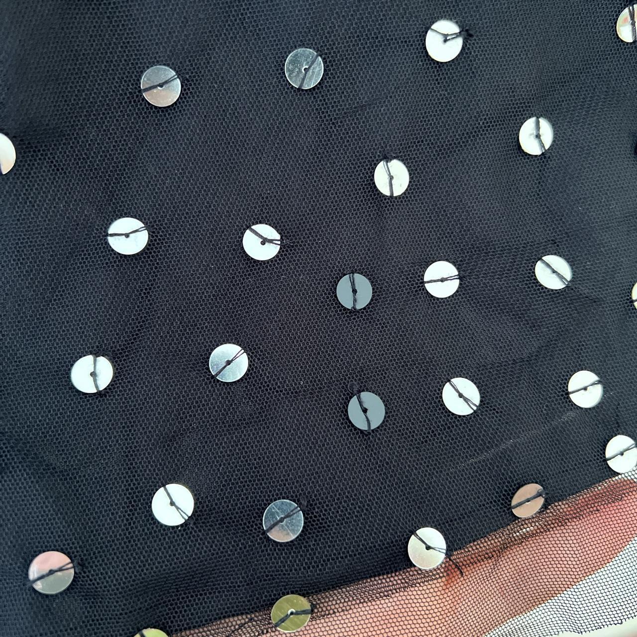 black skirt, knee length with mesh sequinned... Depop