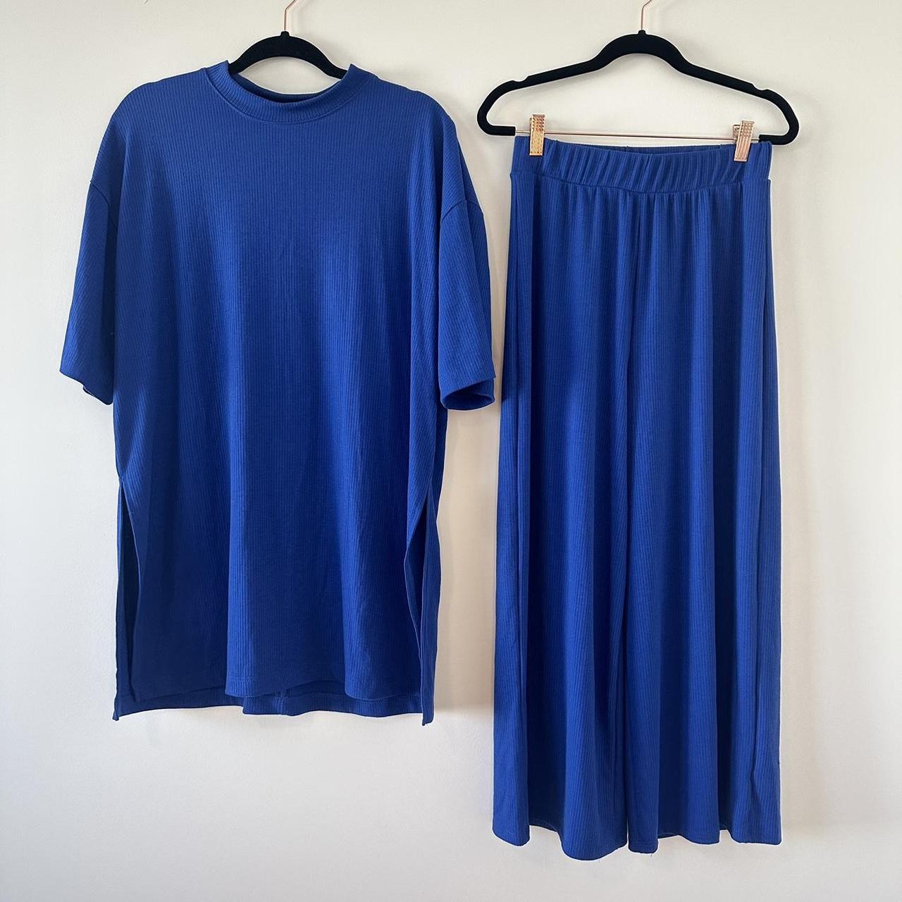 Dressed in Lala Lex Ribbed Playsuit in Royal... Depop