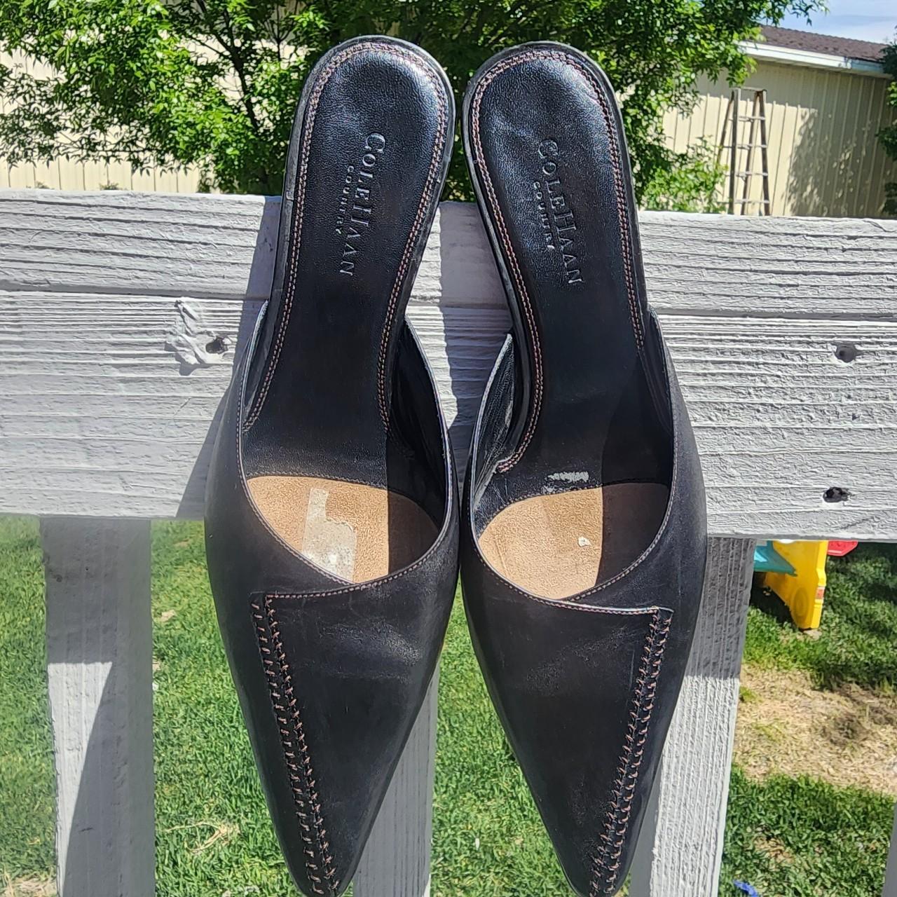 Cole Haan Women's Black and Brown Mules Depop