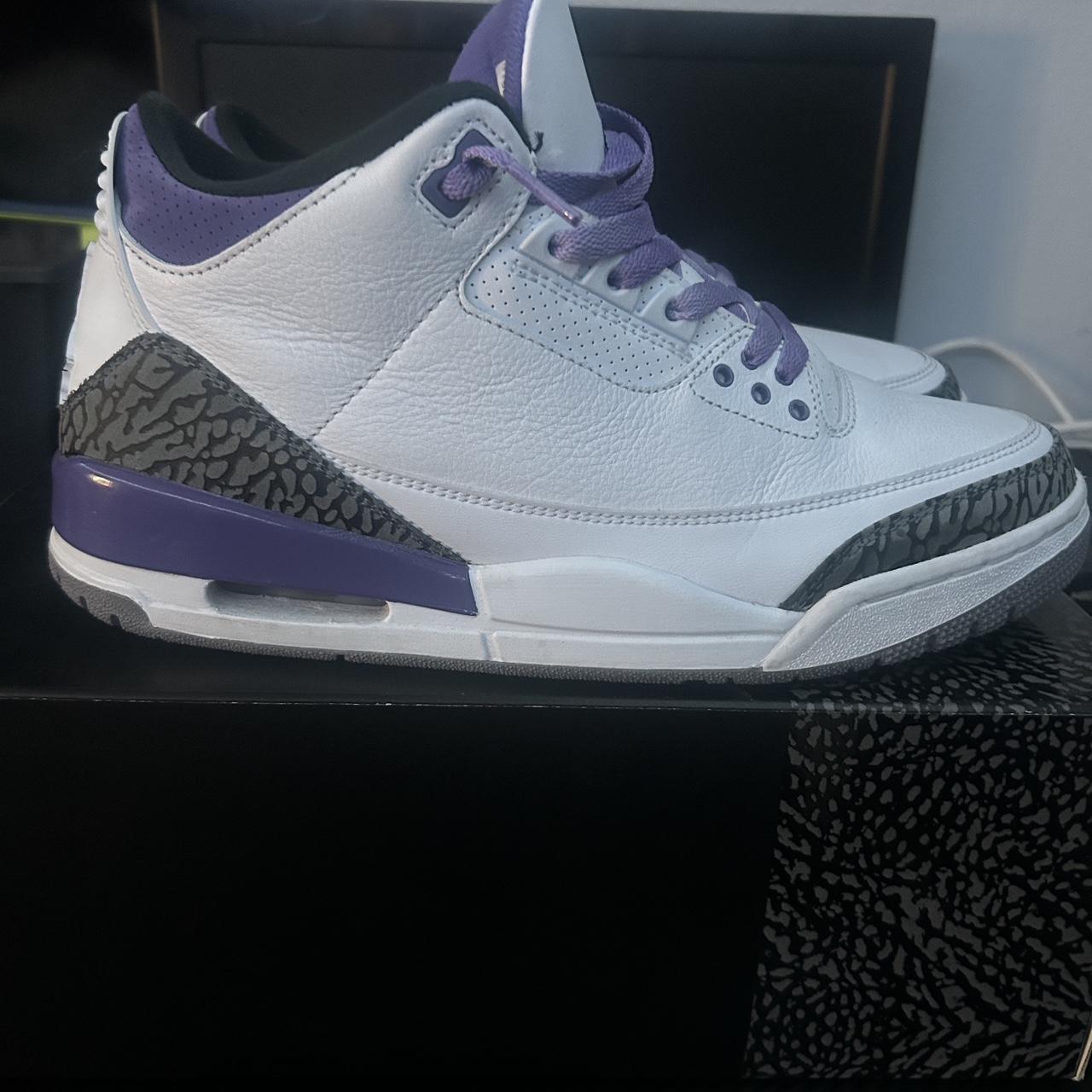 Jordan 3 dark iris Size 9.5 - Depop