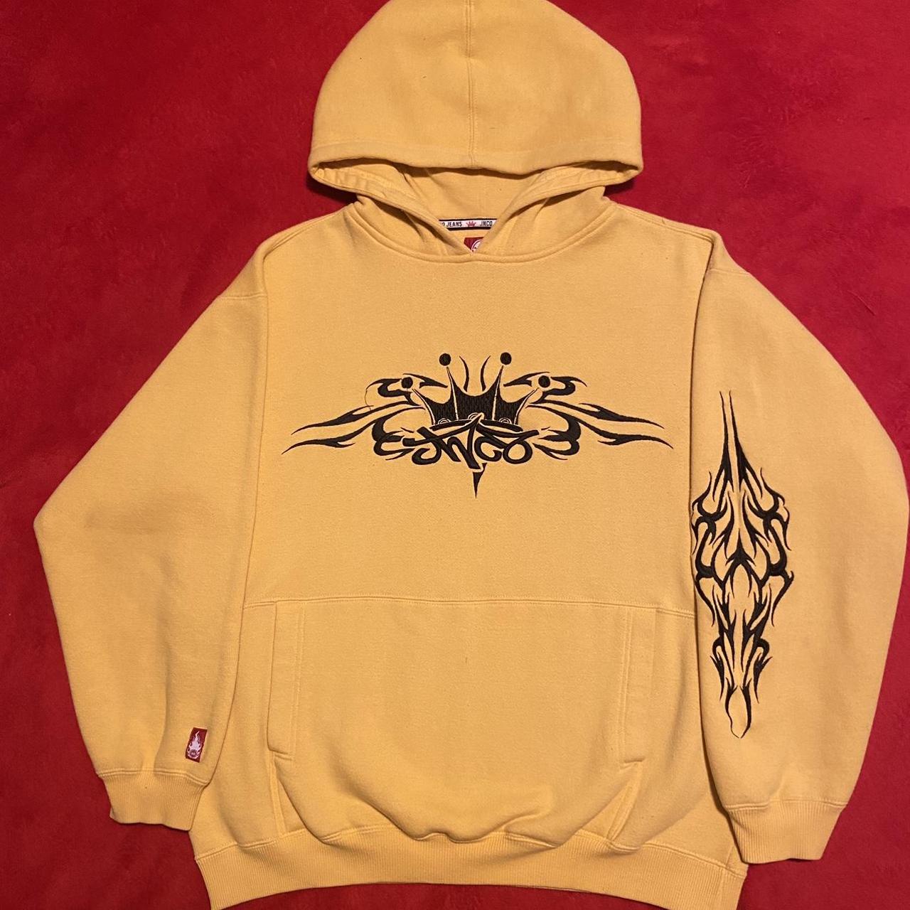 Vintage rare yellow embroidered JNCO hoodie super... - Depop