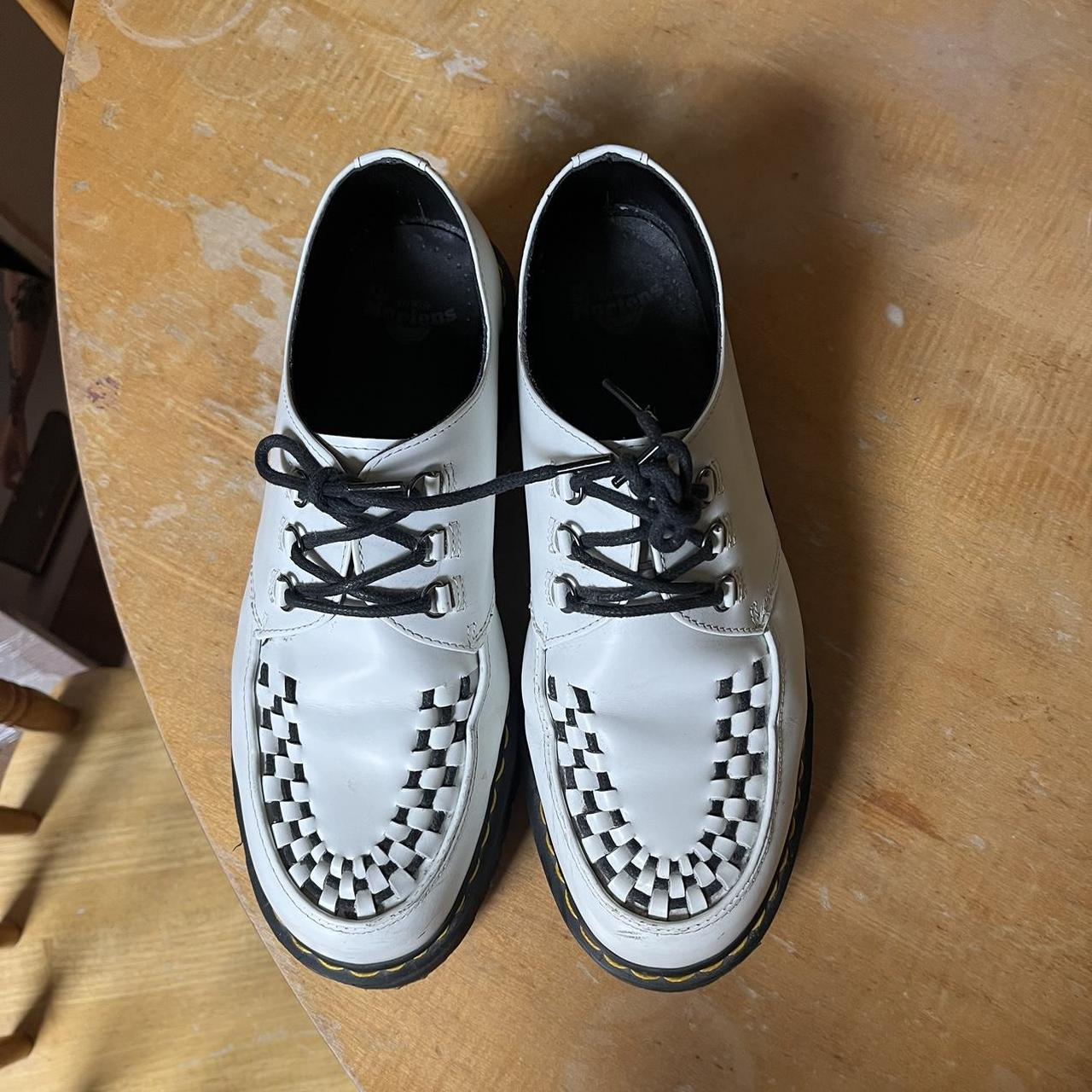 Dr Martens Ashley platform creepers in white leather... Depop