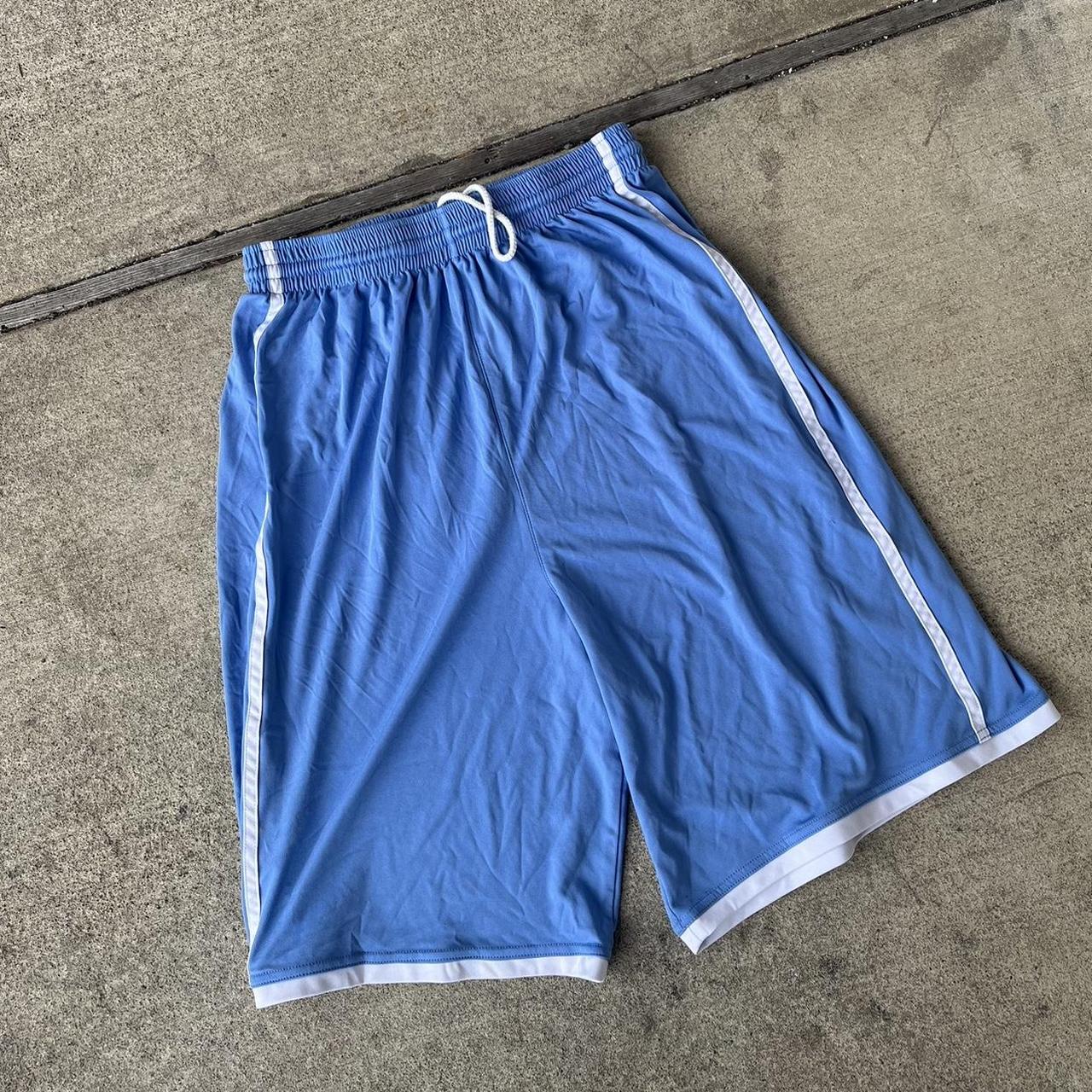 Y2K Basketball Shorts Early 2000s Baby Blue... - Depop