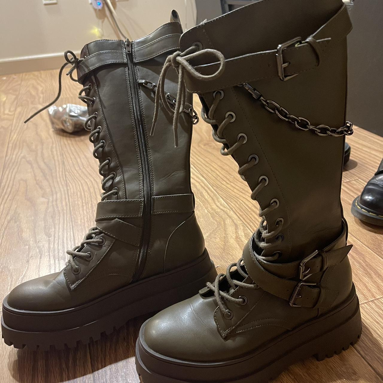 khaki green boots womens
