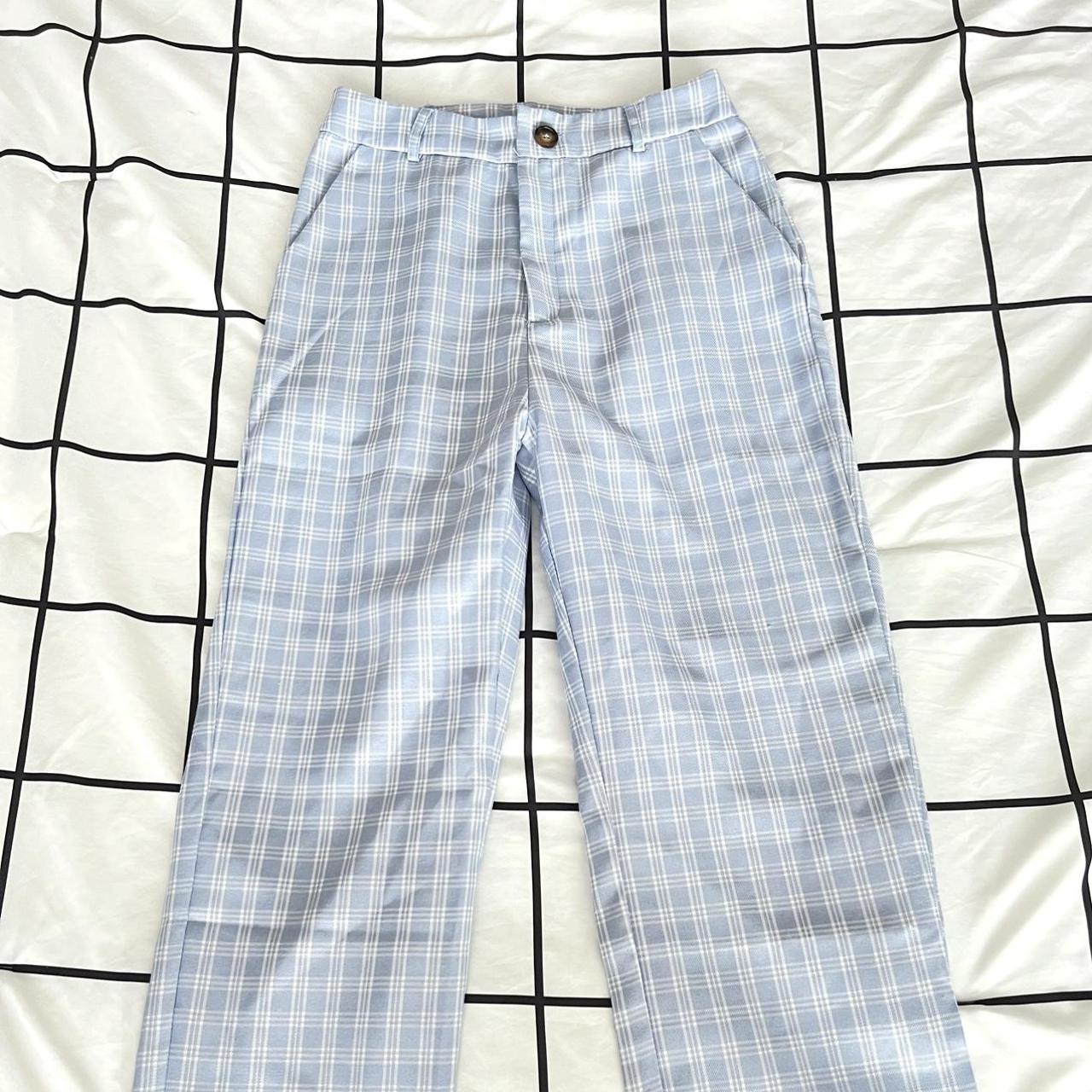 Light blue plaid on sale pants