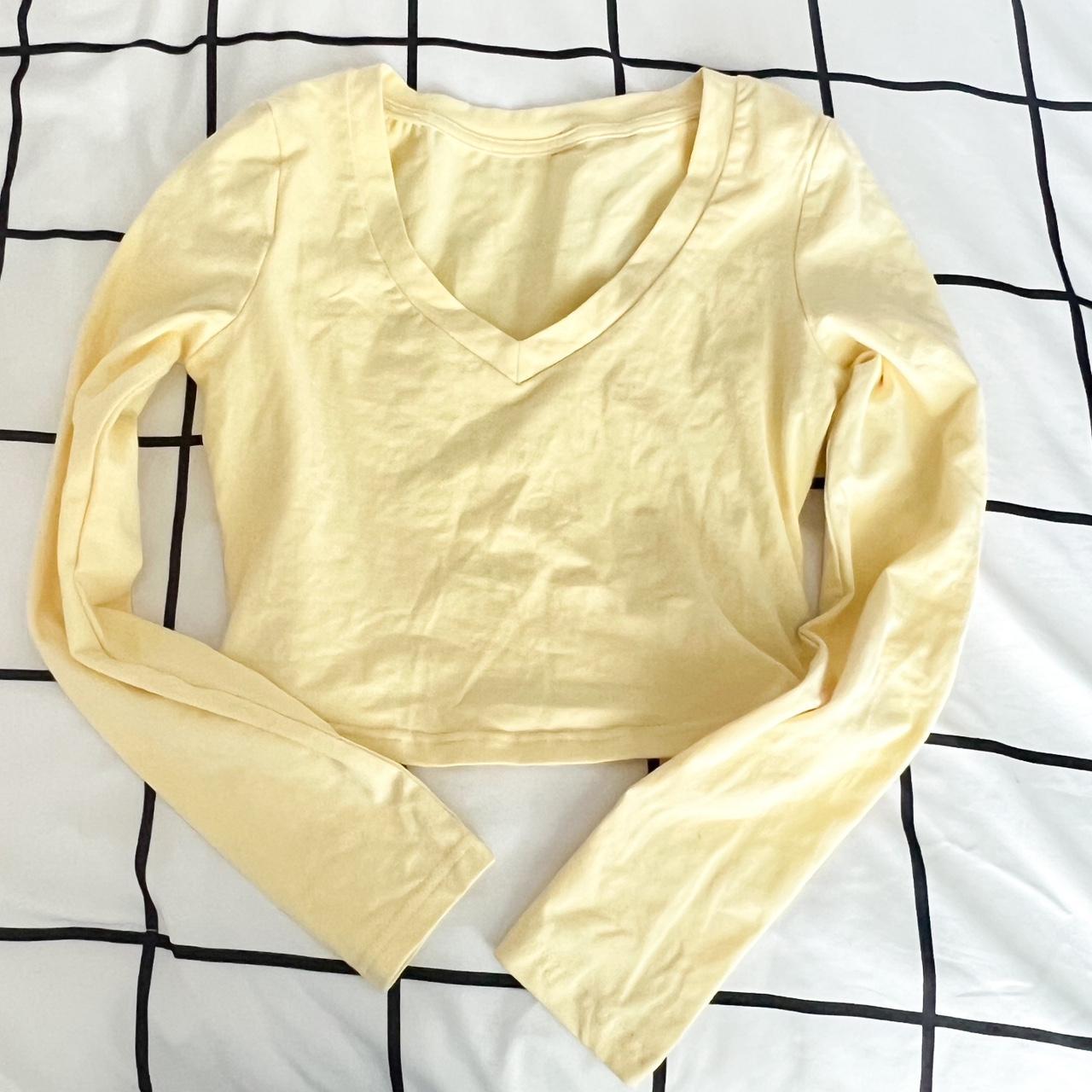 NWOT Pale Pastel Yellow Long Sleeve V-neck ... - Depop