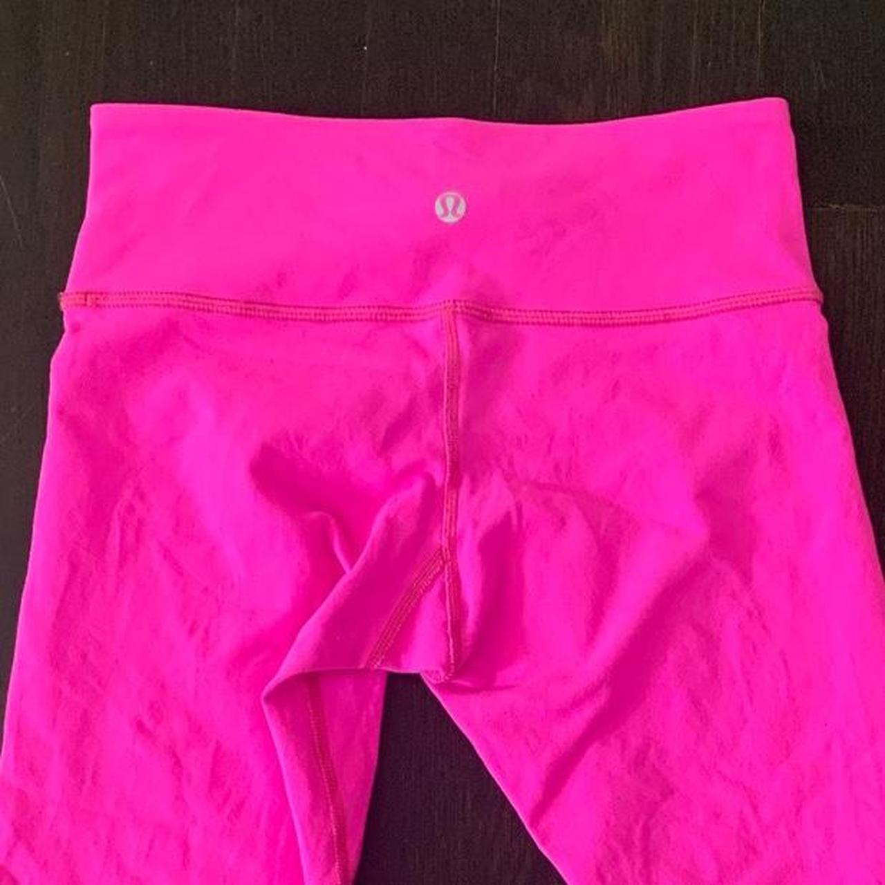 Pink Lululemon leggings +size 4 +fun bright... - Depop